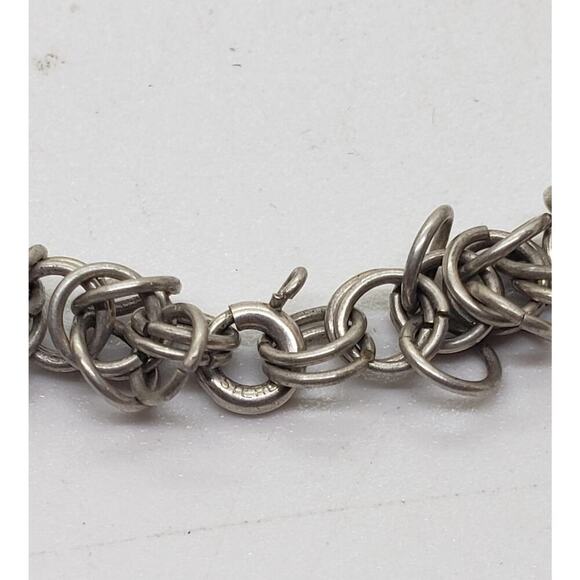 Sterling Silver Byzantine Chain Necklace 18 Inch 26.8g Vintage Chunky Fancy - Picture 8 of 8